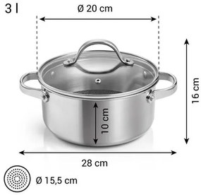 Tescoma SteelCRAFT edény fedővel átmérő 20 cm, 3 l, 3 l