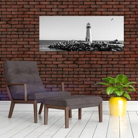 Kép - Világítótorony a tengerparton, Santa Cruz, California (120x50 cm)