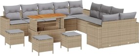 vidaXL Kerti Kanapé Szett 14 pcs Bézs polirattan