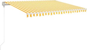 vidaXL sárga-fehér szélérzékelős és LED-es napellenző 400x350 cm
