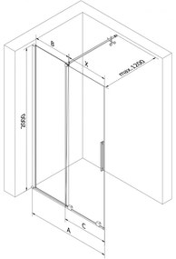 Mexen Velar, tolóajtó Walk-In típusú nyílásba 75 cm, 8 mm átlátszó üveg, fehér, 871-075-000-03-20