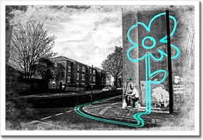 Poszter keretben 60x40 Banksy Türkiz virág