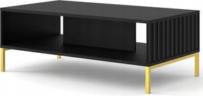 Dohányzóasztal Wave 90x60 matt fekete lábak arany