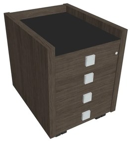 Verno mobil konténer 47 x 60 cm üveggel, 4 fiók, antracit tölgy / fekete