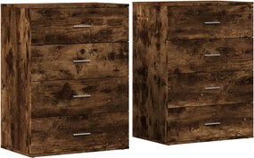 vidaXL 2 db füstös tölgy színű szerelt fa tálalószekrény 60x39x80 cm