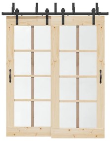 fekete acél tolóajtó fémszerelék készlet 183 cm