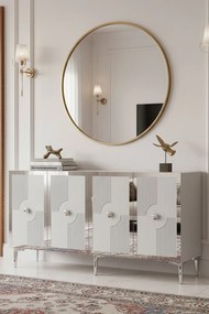 Pega komód, fehér-ezüst, 125 cm