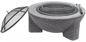 Hordozható tűzrakóhely rácssal 74x30 cm fekete/sötét gránit