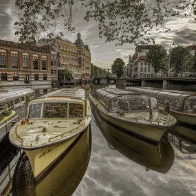 Poszter 70x70cm Kikötött hajók Amszterdamban 2, Assaf Frank