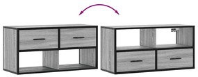 szürke sonoma színű szerelt fa és fém TV-szekrény 80x31x39,5 cm
