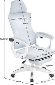Irodai szék, világosszürke/fehér, teherbírás 150 kg, MALVIN