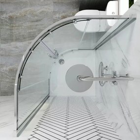 Elio 80X80 cm íves két tolóajtós zuhanykabin 6 mm vízlepergető biztonsági üveggel, krómozott elemekkel, 190 cm magas