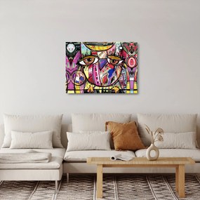 Kép - utca, művészet - bagoly (üvegen) (70x50 cm)