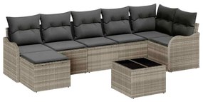 vidaXL Kerti Kanapé Szett Világosszürke polirattan