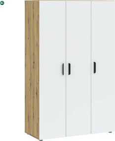 BASIC TWO Ruhásszekrény Tölgy/Fehér Színben 110 cm 3D