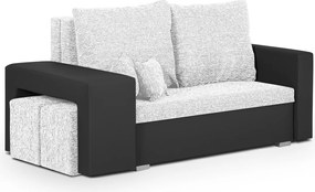 MILAN Kihúzható kanapé 2 + 2 puffal Ezüst/fekete