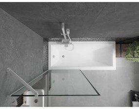 Mexen Next, kádparaván 1 szárny 80 x 150 cm, fix szárny, 6 mm átlátszó üveg fekete mintával, fehér profil, 895-080-000-00-0-20