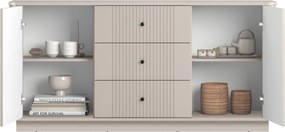 Vesper komód 160 cm fiókokkal lábazaton - kasmír / fekete fogantyúk