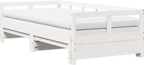 vidaXL fehér tömör fenyőfa kihúzható kanapéágy matracokkal 80 x 200 cm