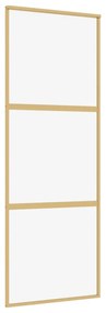 aranyszínű átlátszó ESG üveg és alumínium tolóajtó 76 x 205 cm