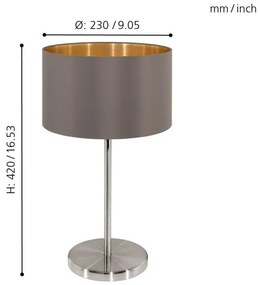 Eglo 31631 - MASERLO asztali lámpa 1xE27/60W/230V