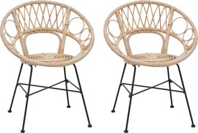 vidaXL Étkezőszék 2 pcs Természetes 49 x 51 x 81 cm Rattan és Vas