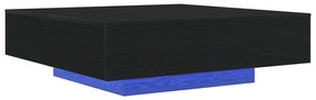 LED lámpás kávézóasztal fekete tölgy 100x100x31 cm
