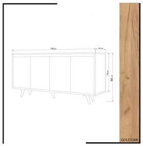 SHANS komód 86x140 cm barna/fehér