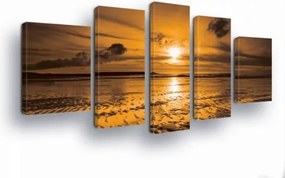 Vászonkép 170x100 Naplemente tenger tengerpart ég felhők tájkép