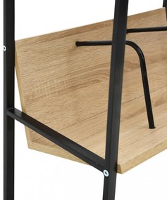 2-szintes fekete és tölgy szerelt fa könyvespolc 52x28x59 cm