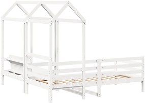 fehér tömör fenyőfa kanapéágy és pad tetővel 80 x 200 cm