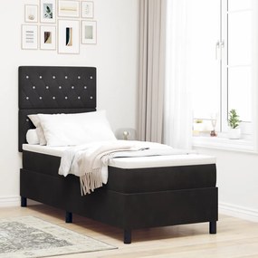 Boxspring Ágy Matrac és LED Fekete 80x200 cm Bársonyos