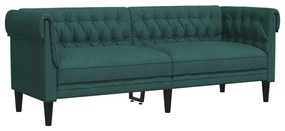sötétzöld 3 személyes szövet Chesterfield kanapé
