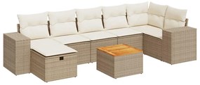 vidaXL 8 részes bézs polyrattan kerti ülőgarnitúra párnával
