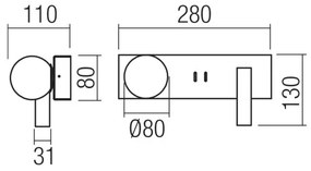 Redo 01-4661 - LED fali lámpatest NORMA LED/5W/230V + LED/3W CRI 90 USB arany