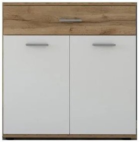 Comodă SANTO Stejar Wotan/Alb Mat. Latime: 80 cm.