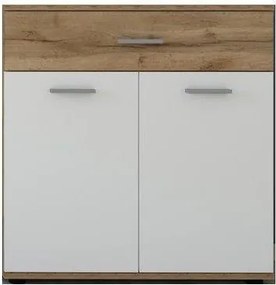 Komód 2 ajtóval és 1 fiókkal Wotan tölgy / fehér színkombinációban – SANTO E