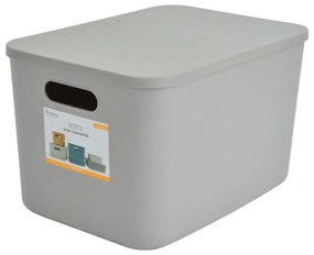 Szürke fedeles műanyag tárolódoboz 35,5x25,5x23 cm – Homéa