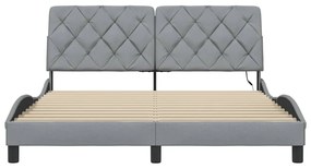 világosszürke szövet ágykeret LED-es matrac nélkül 160 x 200 cm