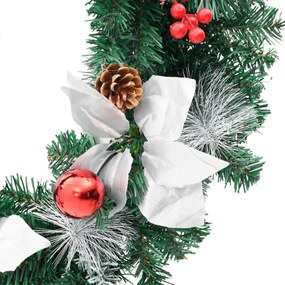 zöld PVC karácsonyi koszorú LED-ekkel 60 cm