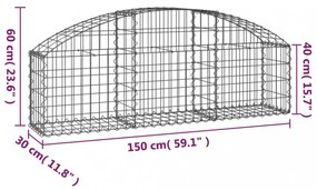 íves horganyzott vas gabion kosár 150x30x40/60 cm