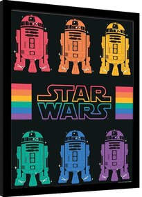 Keretezett Poszter Star Wars Pride - R2D2 Rainbow