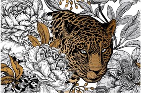 Kép - leopárd a virágok között (90x60 cm)