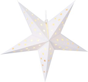 Felakasztható karácsonyi csillag fehér 60 cm, LED-es, időzítő funkcióval