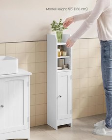 VASAGLE Keskeny Fürdőszobaszekrény, WC-papír Tároló, Felhőfehér