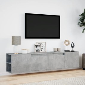 betonszürke fali TV-szekrény LED-del 180 x 31 x 39,5 cm