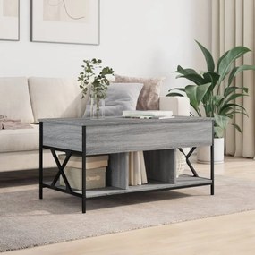 szürke sonoma szerelt fa és fém dohányzóasztal 100 x 55 x 50 cm