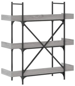 3-szintes szürke sonoma szerelt fa könyvespolc 100x33x108,5 cm
