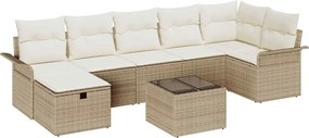 vidaXL Kerti Kanapé Szett párnával 8 pcs Beige és krém polirattan