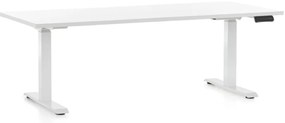 Állítható magasságú asztal OfficeTech D, 180 x 80 cm, fehér alap, fehér